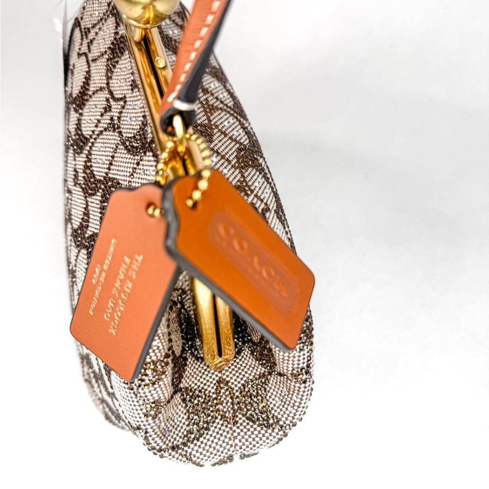 ✨ Coach Crystal Signature Jacquard Kisslock 16 Frame Bag Satchel ✨ - Picture 8 of 11